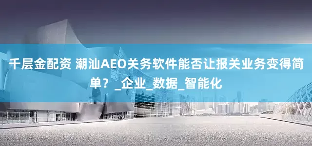 千层金配资 潮汕AEO关务软件能否让报关业务变得简单？_企业_数据_智能化