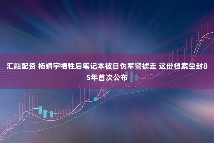 汇融配资 杨靖宇牺牲后笔记本被日伪军警掳走 这份档案尘封85年首次公布
